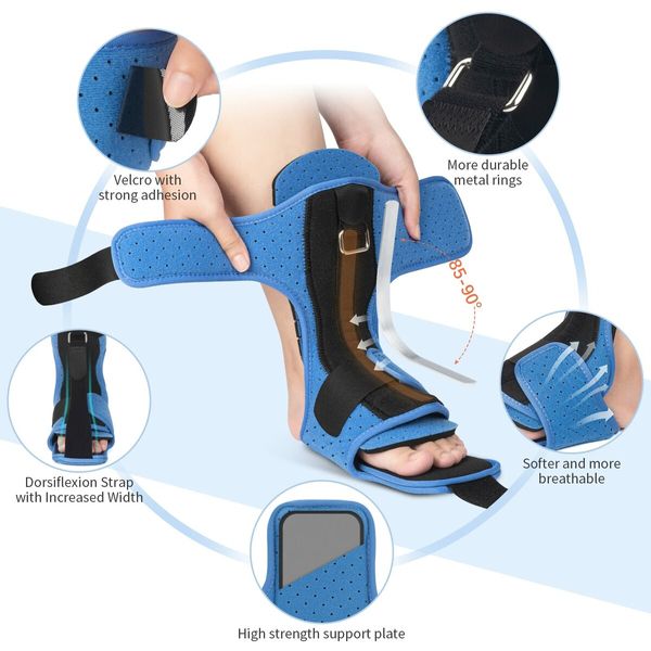 Plantar Fasciitis Night Splint,Adjustable Plantar Fasciitis Brace with Arch Support,Dorsal Night Splint for Women Men,Dual Effective Plantar Fasciitis Relief Achilles Tendonitis Foot Drop Heel Blue