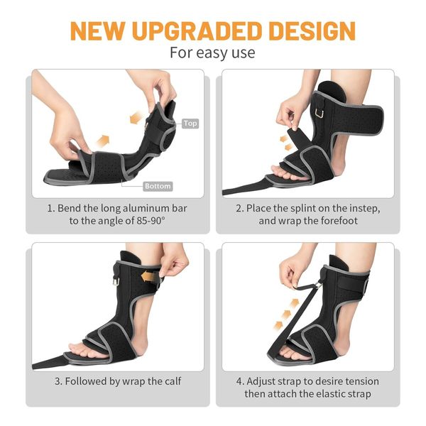 Plantar Fasciitis Night Splint,Adjustable Plantar Fasciitis Brace with Arch Support,Dorsal Night Splint for Women Men,Dual Effective Plantar Fasciitis Relief Achilles Tendonitis Foot Drop Heel Black