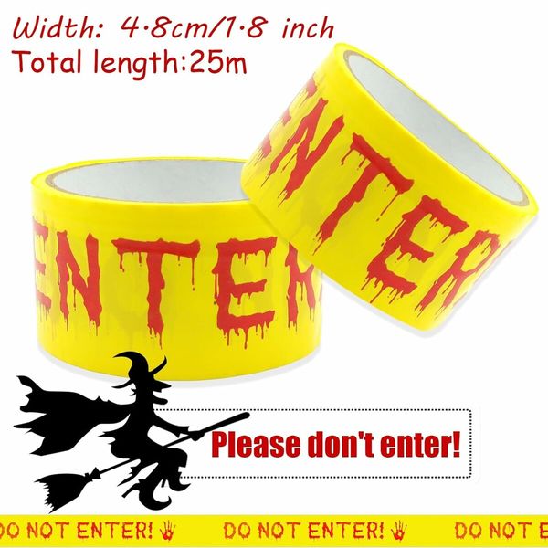 2Pcs Halloween Decorations Caution Tape, Do Not Enter Yellow Scary Caution Tape Roll 4.8CM x 25M