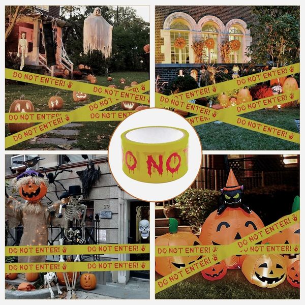 2Pcs Halloween Decorations Caution Tape, Do Not Enter Yellow Scary Caution Tape Roll 4.8CM x 25M