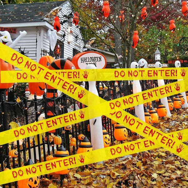 2Pcs Halloween Decorations Caution Tape, Do Not Enter Yellow Scary Caution Tape Roll 4.8CM x 25M