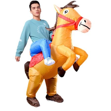 120 TO 150cm Halloween Inflatable Horse Costume Funny Cosplay Blow up Battery POWERED Costume for Kid Teen Birthday Christmas