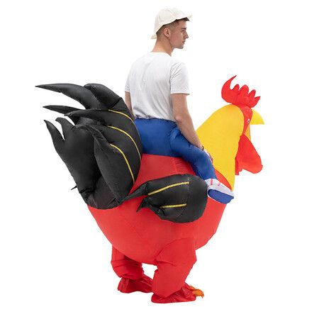 90-130cm Inflatable Christmas Rooster Halloween Costume Blow Up Suit  Battery Power Cosplay Costume Christmas Party Kid size