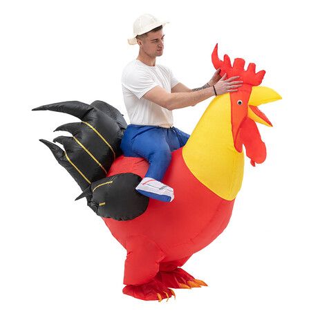 90-130cm Inflatable Christmas Rooster Halloween Costume Blow Up Suit  Battery Power Cosplay Costume Christmas Party Kid size