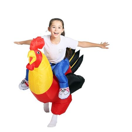 90-130cm Inflatable Christmas Rooster Halloween Costume Blow Up Suit  Battery Power Cosplay Costume Christmas Party Kid size