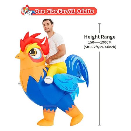 120 TO 150cm Halloween Inflatable Rooster Costume Funny Cosplay Blow up Battery POWERED Costume for Kid Teen Birthday Christmas