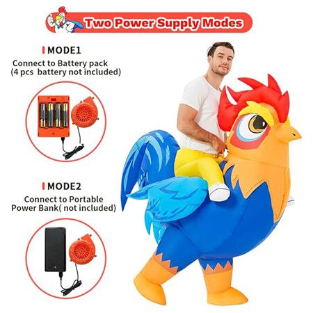 120 TO 150cm Halloween Inflatable Rooster Costume Funny Cosplay Blow up Battery POWERED Costume for Kid Teen Birthday Christmas