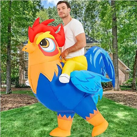 120 TO 150cm Halloween Inflatable Rooster Costume Funny Cosplay Blow up Battery POWERED Costume for Kid Teen Birthday Christmas