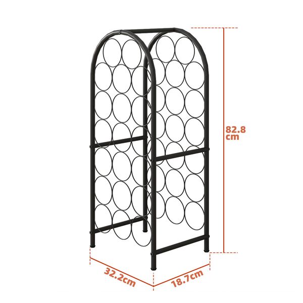 Freestanding Wine Rack Floor Bottle Storage Holder Black Metal Modern Vertical Corner Stand Up Shelf Display for Home Cellar Bar