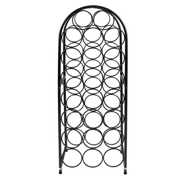 Freestanding Wine Rack Floor Bottle Storage Holder Black Metal Modern Vertical Corner Stand Up Shelf Display for Home Cellar Bar