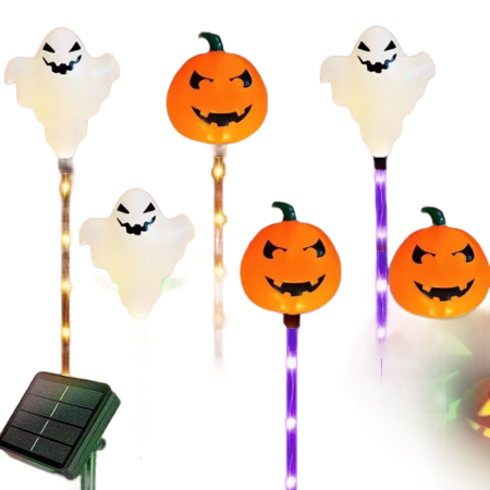 Ghost Light Garden Lights 6 in 1 Halloween String Solar Halloween Decorative LED Outdoor Waterproof Ghost Stake Lights for Pathway Yard Garden Decoration