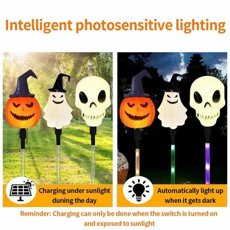 Ghost Light Garden Lights  6 in 1 Halloween String Solar Halloween Decorative LED Outdoor Waterproof Ghost Stake Lights for Pathway Yard Garden Decoration