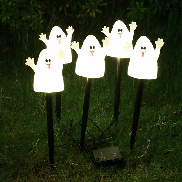 Ghost Light Solar Garden Lights 5 in 1 Halloween String Solar Halloween Decorative LED Outdoor Waterproof Ghost Stake Lights for Pathway Yard Garden Decoration