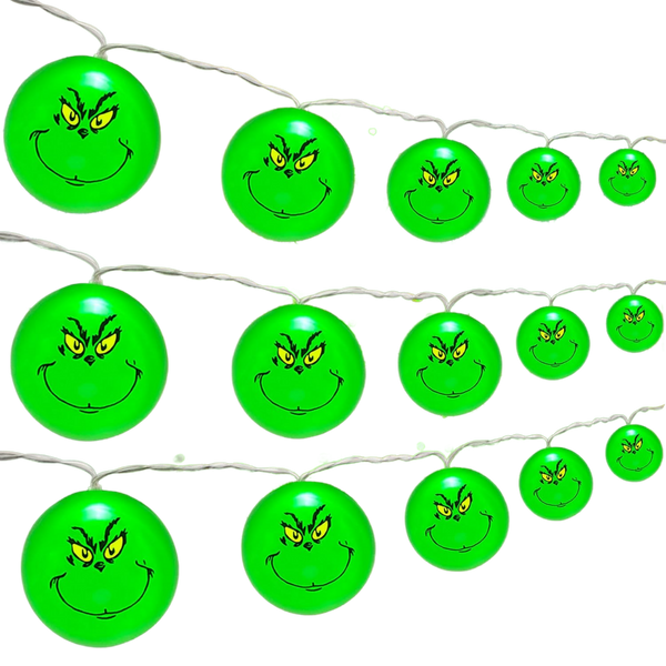 2Packs Christmas Grinch Lights 20LED 3m Battery Operated Christmas String Lights Christmas Decorations Tree Home Garden Indoor Outdoor Decor  Col Warm