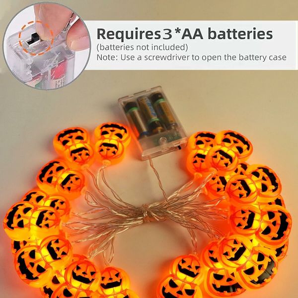 2Packs Halloween String Lights Decorations 3m 20 LED Halloween Window Lights Battery Power Window Lights for Home Halloween Party Decor Col Warm