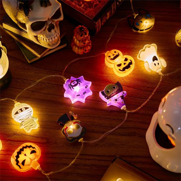 2Packs Halloween String Lights Decorations 3m 20 LED Halloween Window Lights Battery Power Window Lights for Home Halloween Party Decor Col Warm