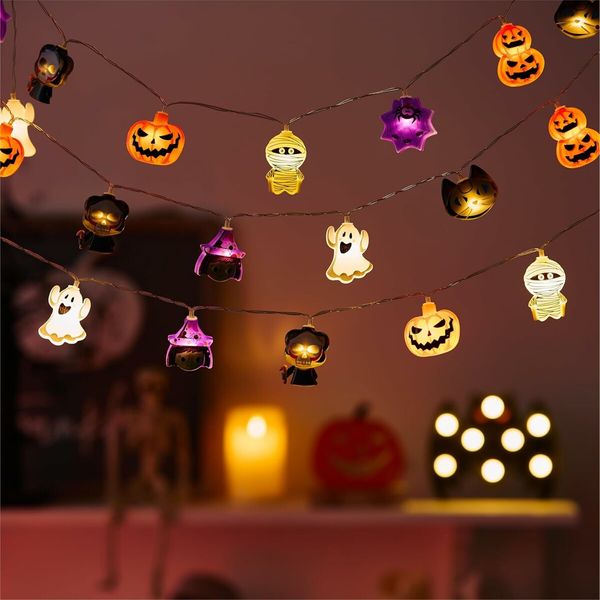 2Packs Halloween String Lights Decorations 3m 20 LED Halloween Window Lights Battery Power Window Lights for Home Halloween Party Decor Col Warm