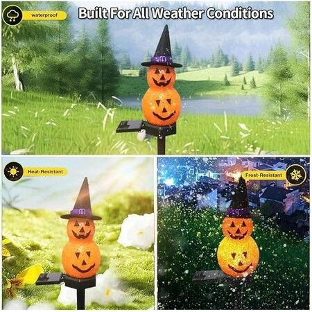 2Packs Halloween Decorations Solar Power Snowman Pumpkin Light  Outdoor Atmosphere Decoration Light Courtyard Warm Light