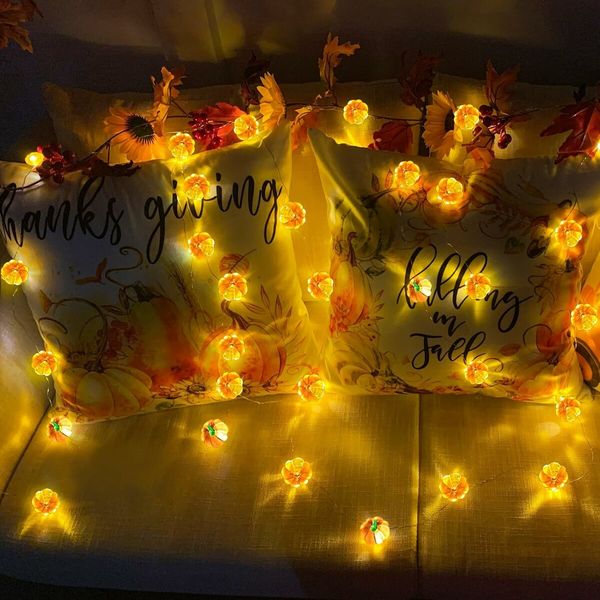 Fall Decorations for Home, 1 Pack 3D Fall Pumpkin Lights Total 3Meters 30LED Warm White Pumpkin String Light