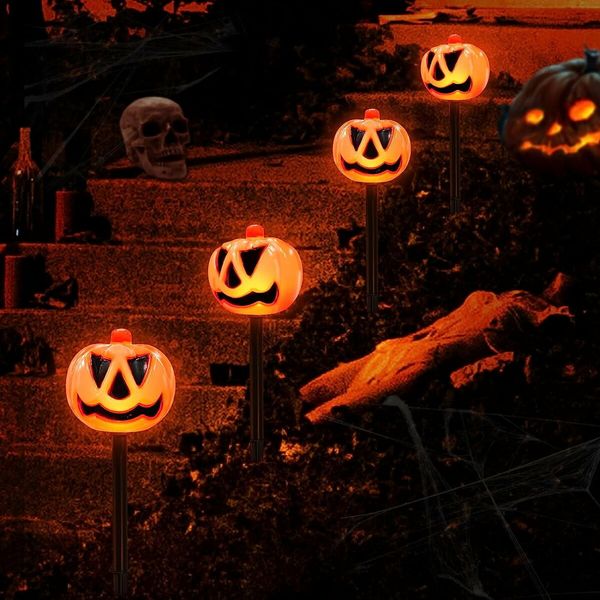 Halloween Solar Pumpkin Lights  Pathway Light Outdoor Light Up Pumpkins Stake Lights Halloween Decor for Yard Porch Lawn Pathway Garden