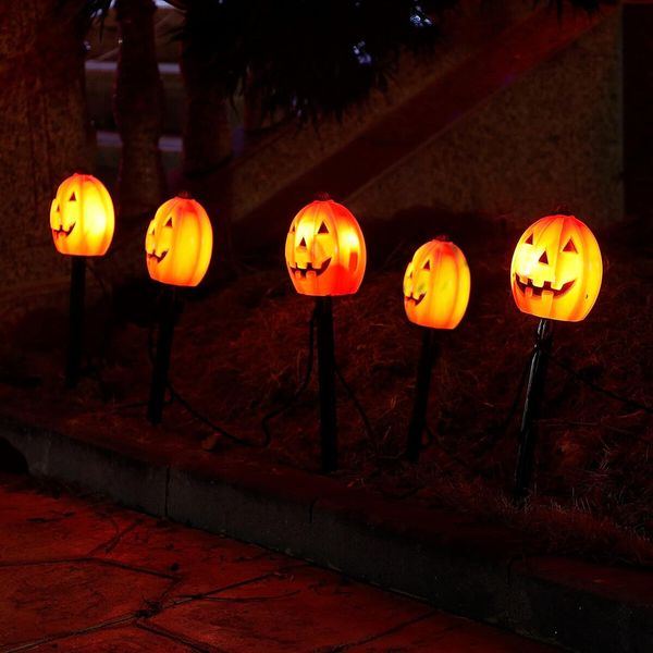 Halloween Solar Pumpkin Lights  Pathway Light Outdoor Light Up Pumpkins Stake Lights Halloween Decor for Yard Porch Lawn Pathway Garden