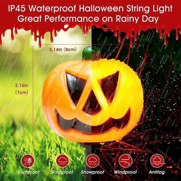 Halloween Solar Pumpkin Lights  Pathway Light Outdoor Light Up Pumpkins Stake Lights Halloween Decor for Yard Porch Lawn Pathway Garden