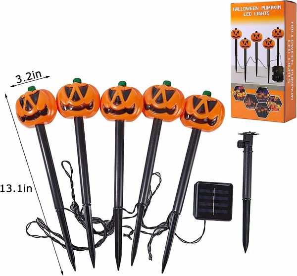 Halloween Solar Pumpkin Lights  Pathway Light Outdoor Light Up Pumpkins Stake Lights Halloween Decor for Yard Porch Lawn Pathway Garden