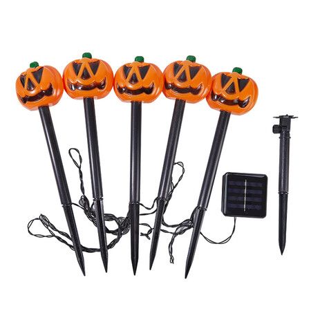 Halloween Solar Pumpkin Lights  Pathway Light Outdoor Light Up Pumpkins Stake Lights Halloween Decor for Yard Porch Lawn Pathway Garden