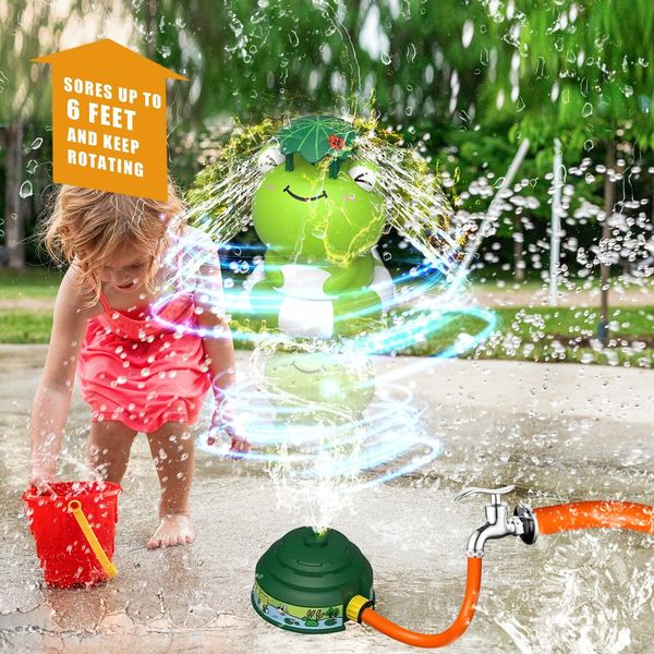 Rocket Sprinkler for Kids,Outdoor Water Toys Rocket Launcher,Summer Activity for Boys Girls Age 3+,Green