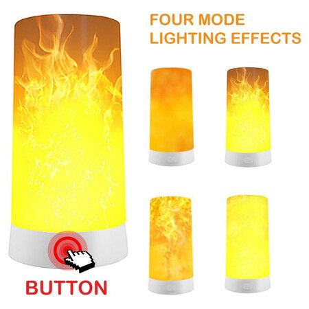 LED Flame Effect Light, USB Rechargeable Fire Flame Effect Night Light, Desk Light Lamp with Magnetic Base for Christmas Halloween Bar Party