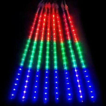 Solar Meteor Shower Lights 10 Tubes 30cm 6.6m  Remote Waterproof String Lights Party Wedding Tree Halloween Christmas Outdoor Decorations Col.Blue