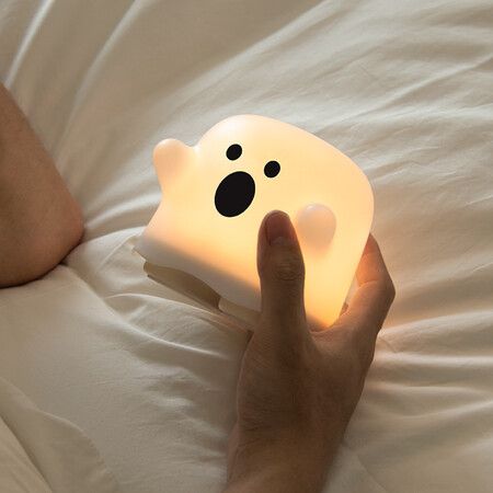 Rechargeable Silicone Ghost Night Light for Kids Bedrooms Touch Control Cute Animal Lamp Mini Ghost Gift Bedroom Decor B