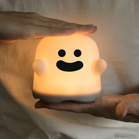 Rechargeable Silicone Ghost Night Light for Kids Bedrooms Touch Control Cute Animal Lamp Mini Ghost Gift Bedroom Decor A