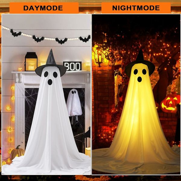 1 Pack Large Light Up Spooky Ghosts with Remote Control Outdoor Halloween String Lights Decor for Front Door Porch Yard