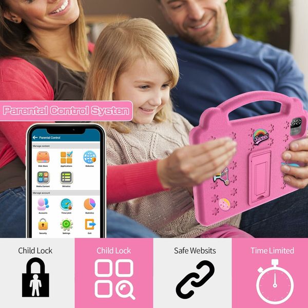 Kids Tablet 10 Inch, Android 12 Tablet 3GB RAM 64GB Storage with Time Limits, Age Filters, More with Parental Controls,Google Playstore (Pink)