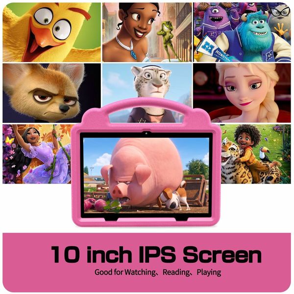 Kids Tablet 10 Inch, Android 12 Tablet 3GB RAM 64GB Storage with Time Limits, Age Filters, More with Parental Controls,Google Playstore (Pink)