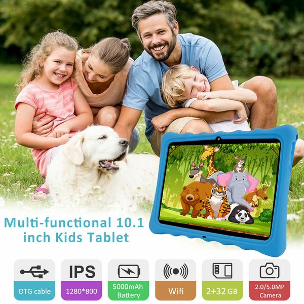 Kids Tablet 10 inch 1280x800 HD Display 2GB RAM 32GB ROM with Parental Controls Games Learning Apps (Blue)