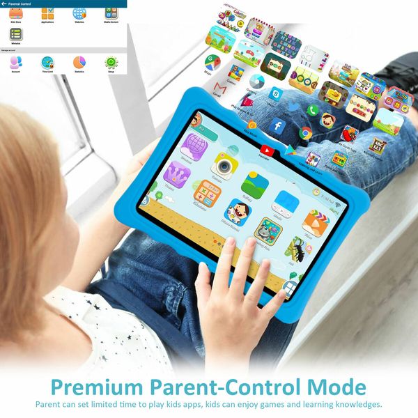 Kids Tablet 10 inch 1280x800 HD Display 2GB RAM 32GB ROM with Parental Controls Games Learning Apps (Blue)