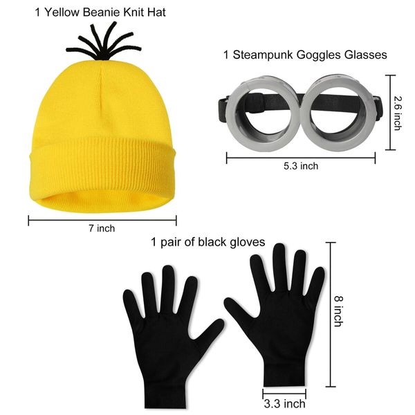 Halloween Costume Accessories with Hat Goggles Gloves Funny Costume Cosplay (6 Pcs)