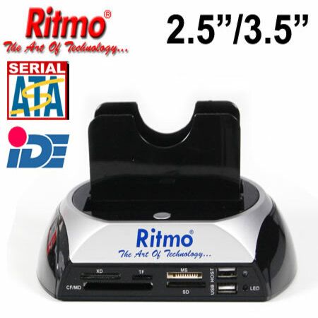 Ritmo Dual 2.5" / 3.5" USB 2.0 IDE SATA HDD Docking Station Combo with Card Reader / Writer / USB Hub