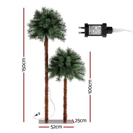 Jingle Jollys Christmas Tree 1.5+1m LED Xmas Palm Tree Party Decorations 2 in 1