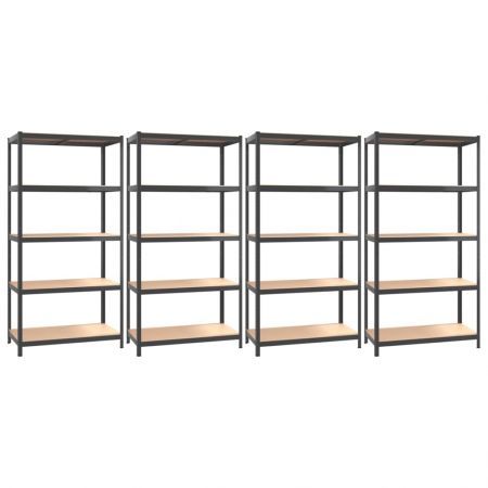 5-Layer Shelves 4 pcs Anthracite Steel&Engineered Wood