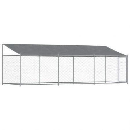 Dog Cage with Roof and Door Grey 6x2x2 m Galvanised Steel