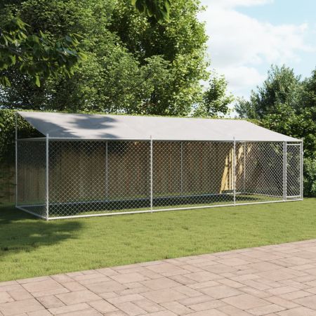 Dog Cage with Roof and Door Grey 6x2x2 m Galvanised Steel