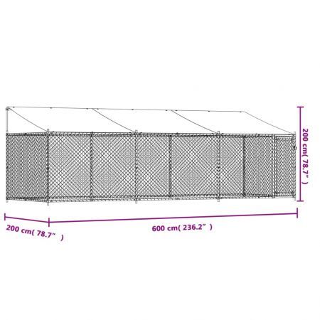 Dog Cage with Roof and Door Grey 6x2x2 m Galvanised Steel