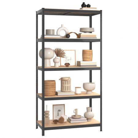 5-Layer Shelves 2 pcs Anthracite Steel and Engineered Wood