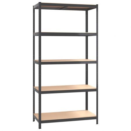 5-Layer Shelves 2 pcs Anthracite Steel and Engineered Wood