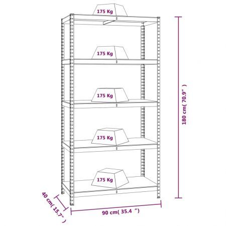 5-Layer Shelves 2 pcs Anthracite Steel and Engineered Wood