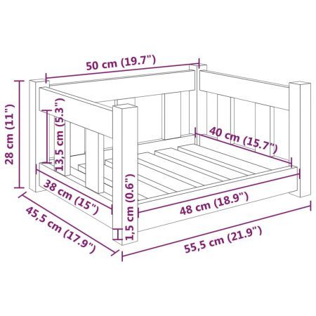 Dog Bed 55.5x45.5x28 cm Solid Wood Pine