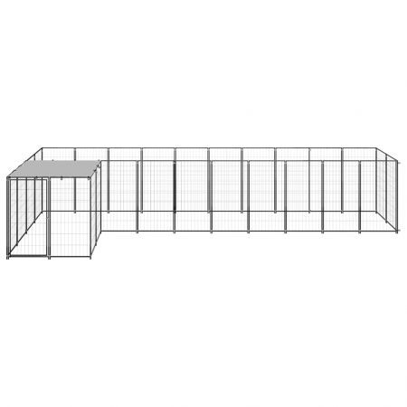 Dog Kennel Black 7.26 m² Steel